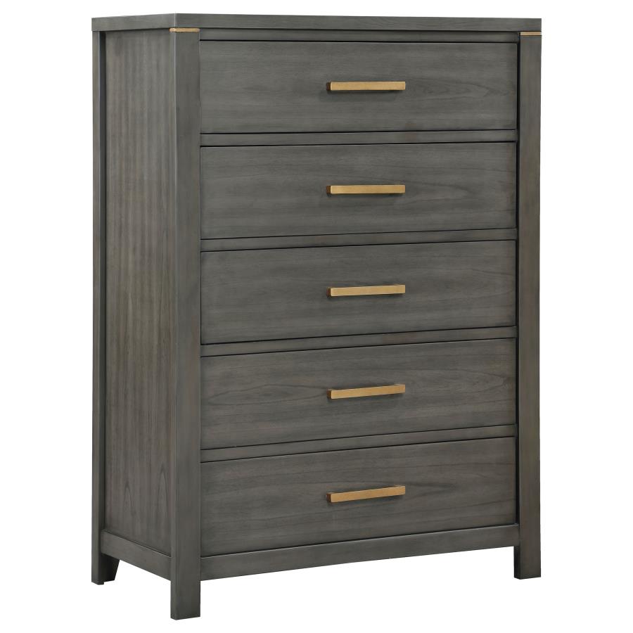 Kieran 5-Drawer Bedroom Chest in Grey - Sleek and Functional Storage for Modern Bedrooms