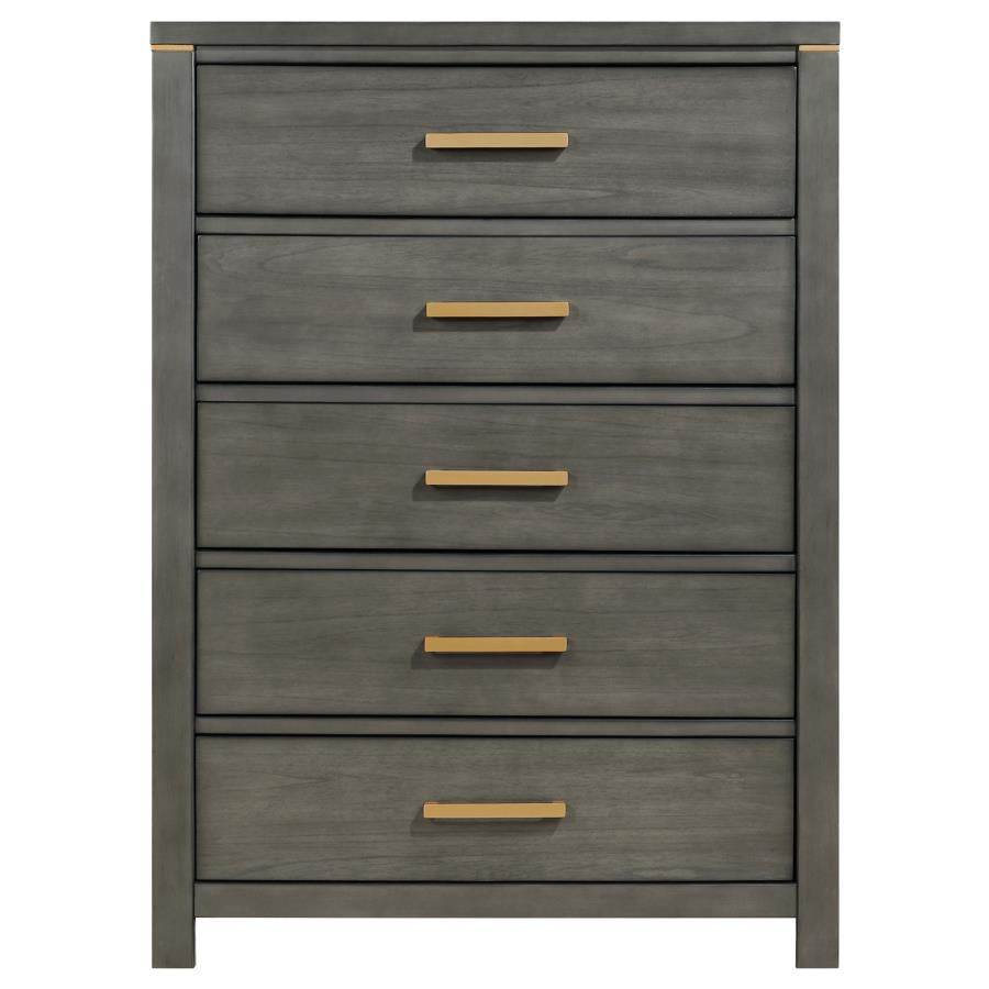 Kieran 5-Drawer Bedroom Chest in Grey - Sleek and Functional Storage for Modern Bedrooms