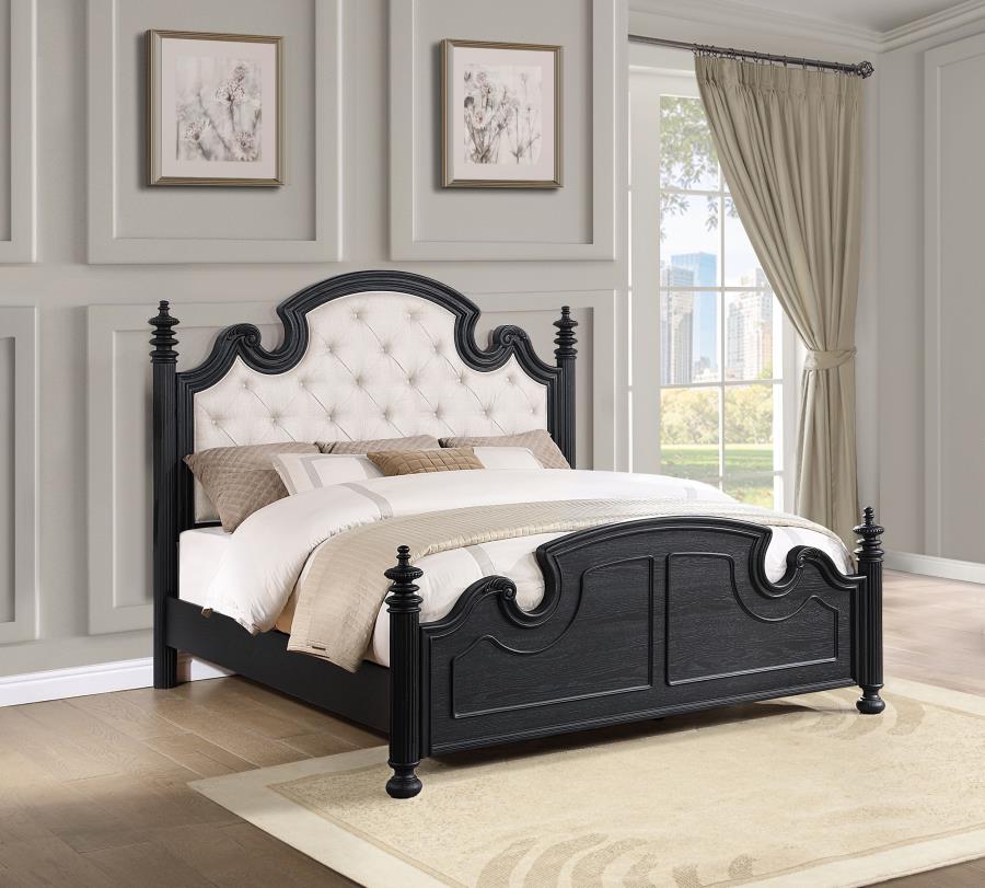 Celina Wood Poster Bed in Black - Classic and Elegant Design for a Timeless Bedroom Aesthetic