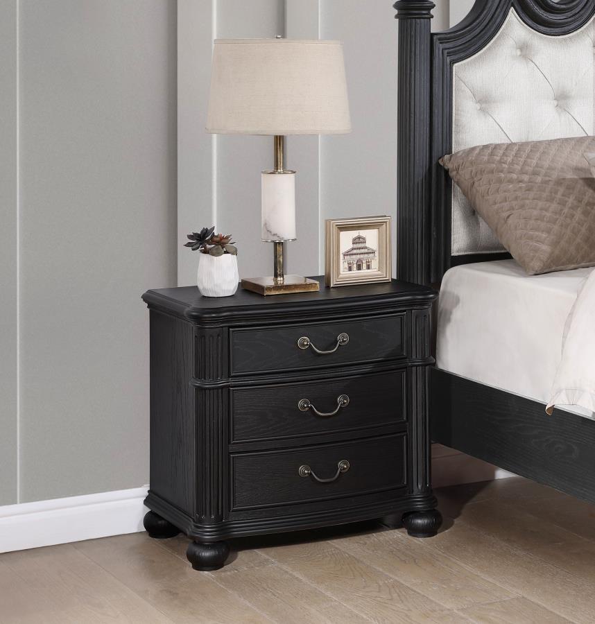 Celina 3-Drawer Nightstand Bedside Table β Black Finish for Modern Elegance and Compact Bedroom Storage