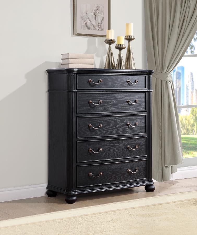 Celina 5-Drawer Bedroom Chest β Black Finish for Modern Sophistication and Spacious Storage Solution