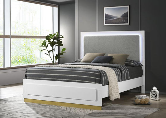 Caraway Wood LED Panel Bed White