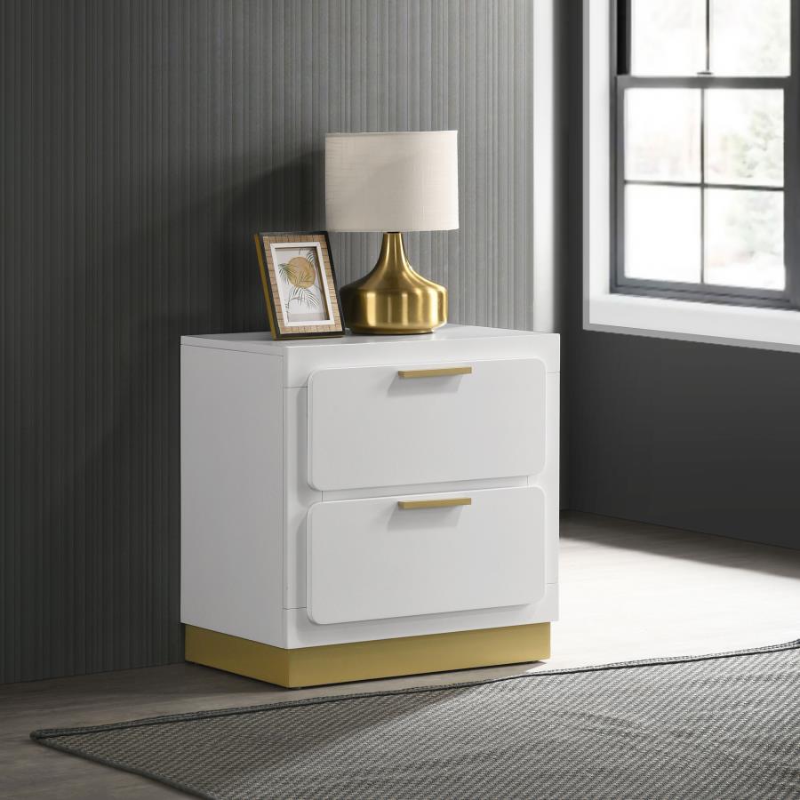Caraway 2-Drawer Nightstand β White Finish for Classic Elegance and Functional Bedroom Storage