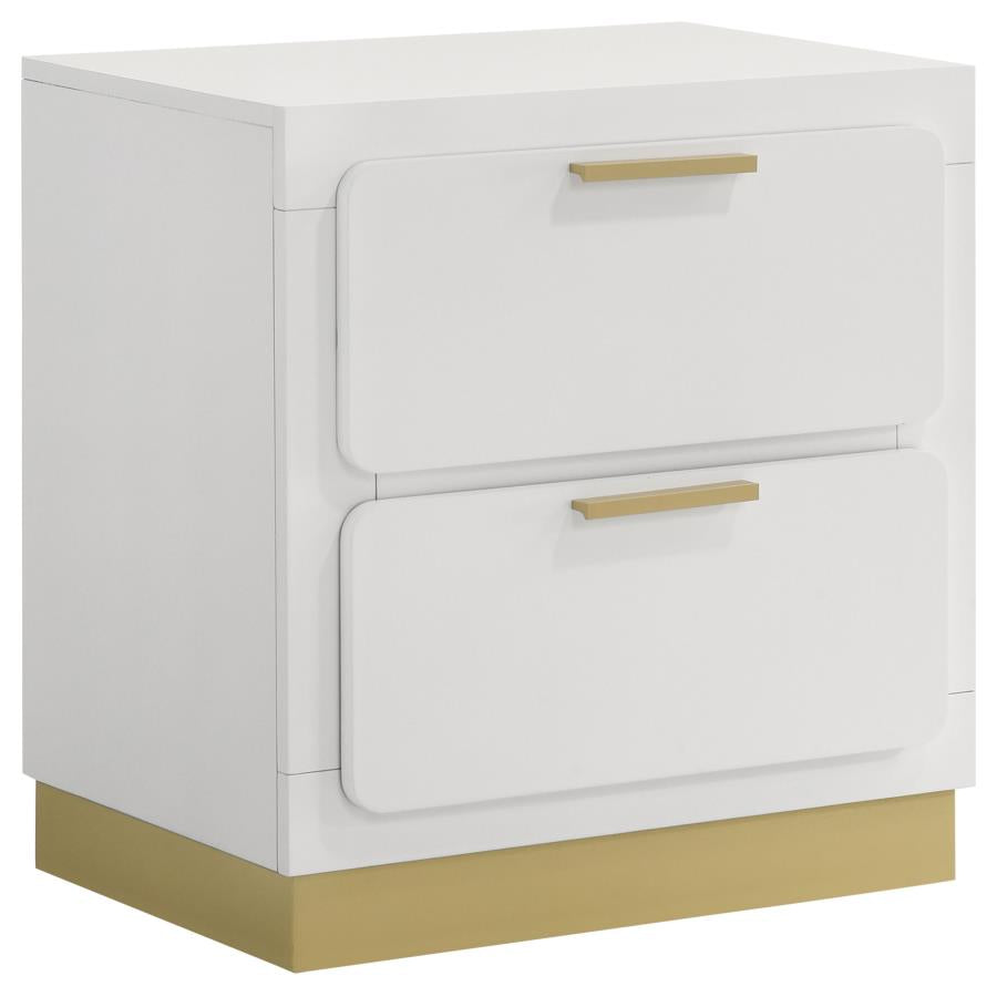 Caraway 2-Drawer Nightstand β White Finish for Classic Elegance and Functional Bedroom Storage