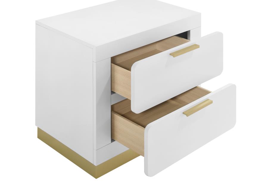 Caraway 2-Drawer Nightstand β White Finish for Classic Elegance and Functional Bedroom Storage