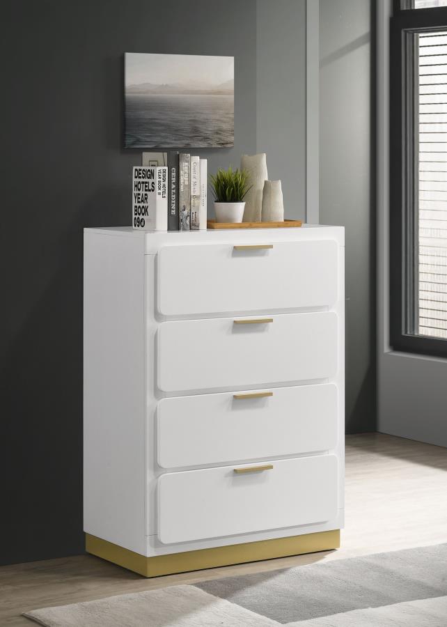 Caraway 4-Drawer Bedroom Chest β White Finish for Timeless Style and Practical Bedroom Storage