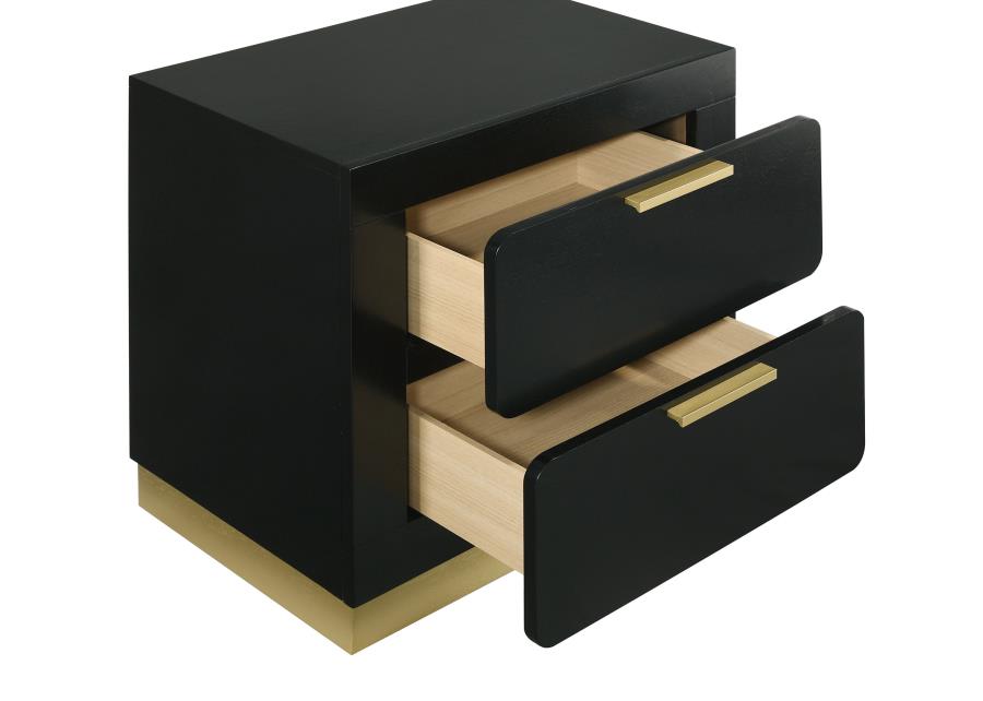 Caraway 2-Drawer Nightstand β Black Finish for Sleek Sophistication and Functional Bedroom Storage