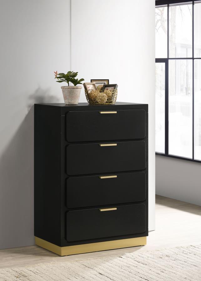 Caraway 4-Drawer Bedroom Chest β Black Finish for Sleek Style and Practical Bedroom Storage