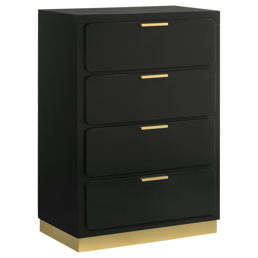 Caraway 4-Drawer Bedroom Chest β Black Finish for Sleek Style and Practical Bedroom Storage