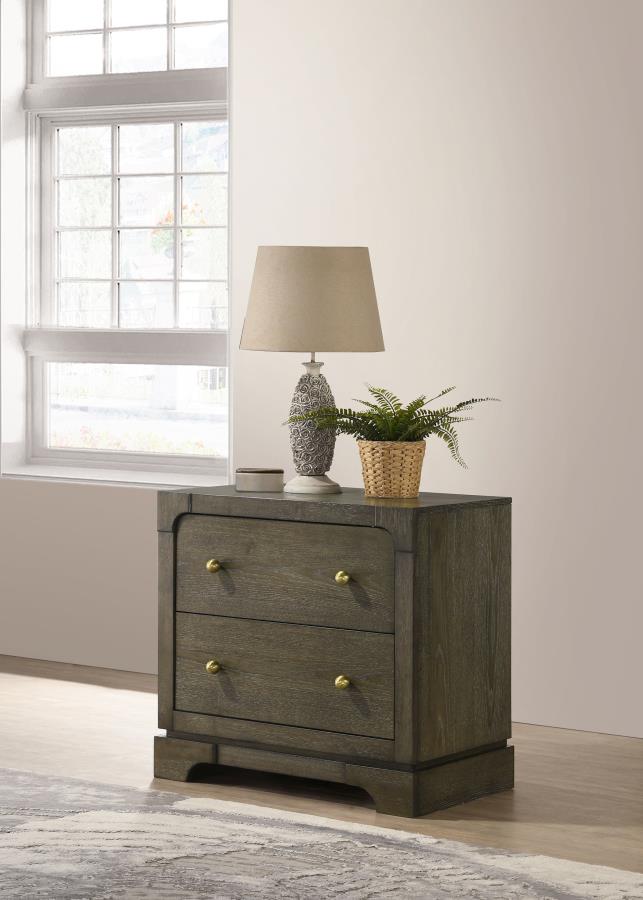 Gran Park 2-Drawer Nightstand – Sleek Bedside Storage in Rich Dark Cocoa Finish