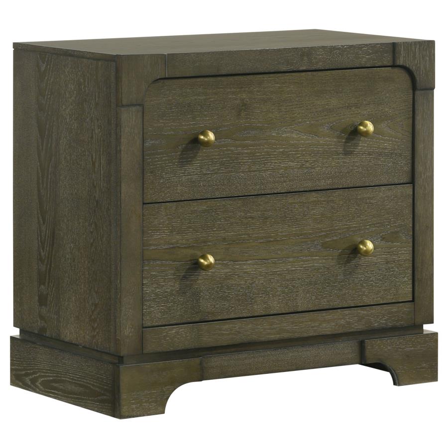 Gran Park 2-Drawer Nightstand – Sleek Bedside Storage in Rich Dark Cocoa Finish