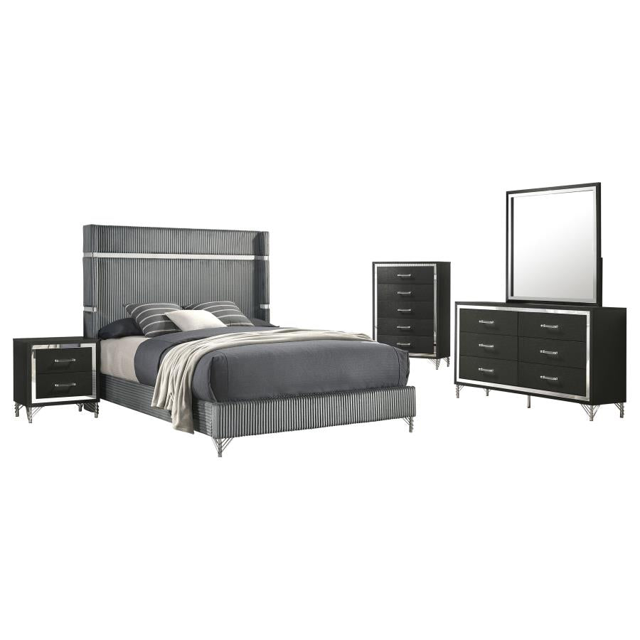 Lucia 5-Piece Bedroom Set Grey and Black - Contemporary and Sleek Bedroom Furniture Collection