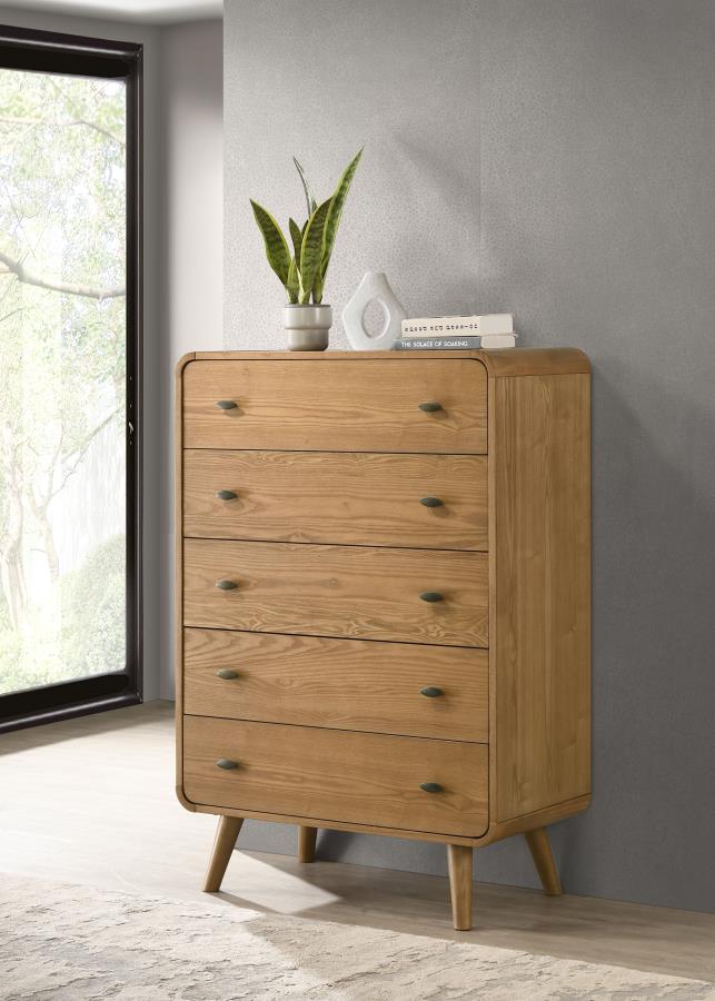 Robyn 5-Drawer Bedroom Chest in Light Ash – Modern Storage Solution for Bedroom