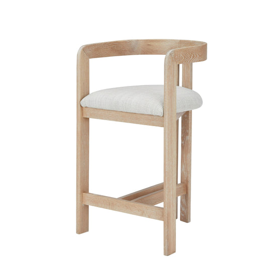 Modrest Belton - Modern Off-White Fabric + White Wash Oak Counter Chair