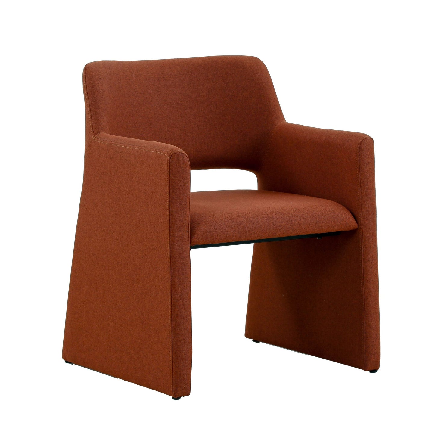 Modrest Lasara Modern Rust Fabric Dining Chair - A Stylish and Comfortable Addition to Contemporary Dining Spaces, Featuring Luxurious Rust-Colored Upholstery and a Sleek Design.