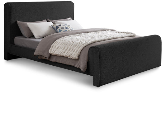 Stylus Boucle Fabric Upholstered Bed β Modern Textured Platform Bed with Cozy Style