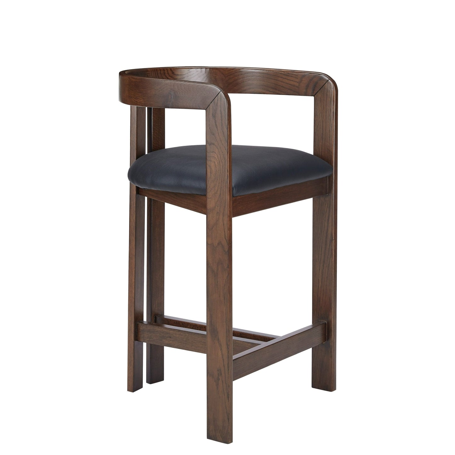 Modrest Belton - Modern Black Vegan Leather + Brown Oak Counter Chair