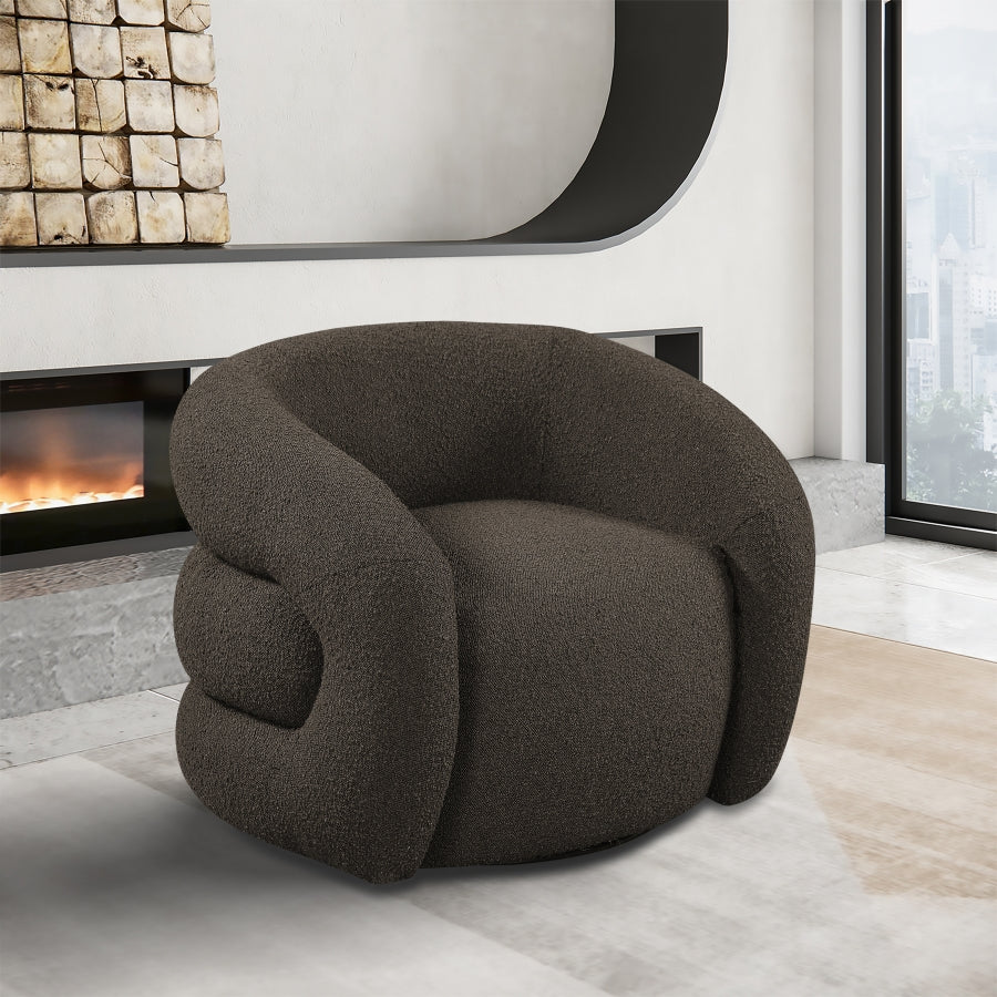 Roxbury Boucle Fabric Swivel Accent Chair – Stylish Upholstered Seating with 360° Rotation