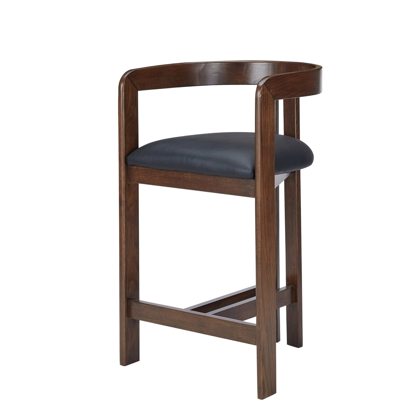 Modrest Belton Modern Black Vegan Leather and Brown Oak Counter Chair β A Sleek Fusion of Contemporary Design and Timeless Elegance