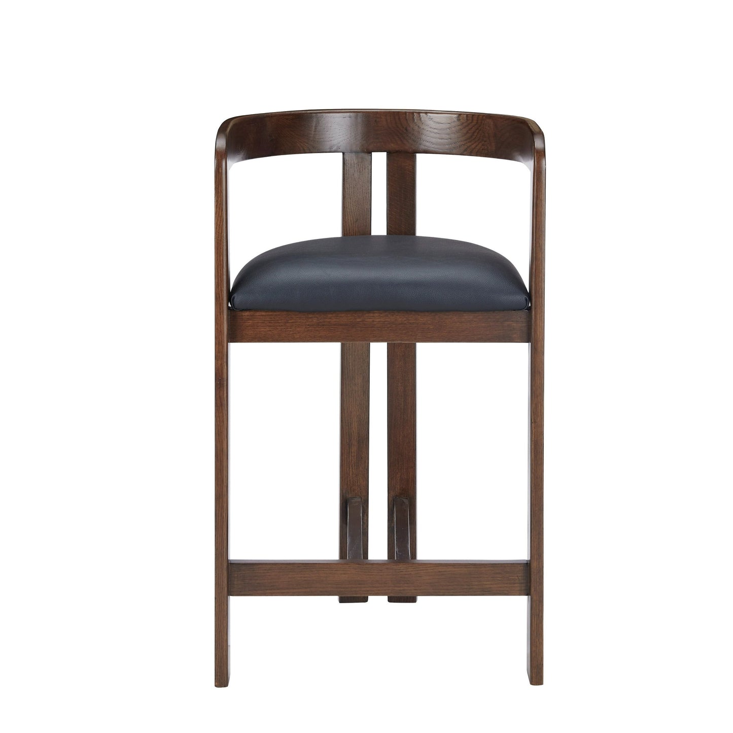 Modrest Belton - Modern Black Vegan Leather + Brown Oak Counter Chair