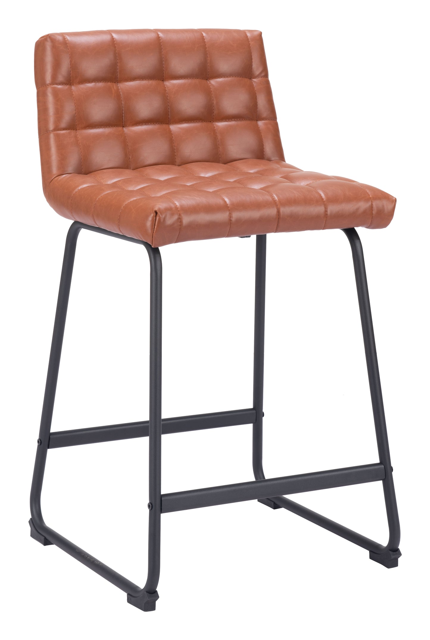 Pago Counter Stool Set of 2 - Brown Modern and Stylish Upholstered Stools for Contemporary Kitchens and Dining Spaces