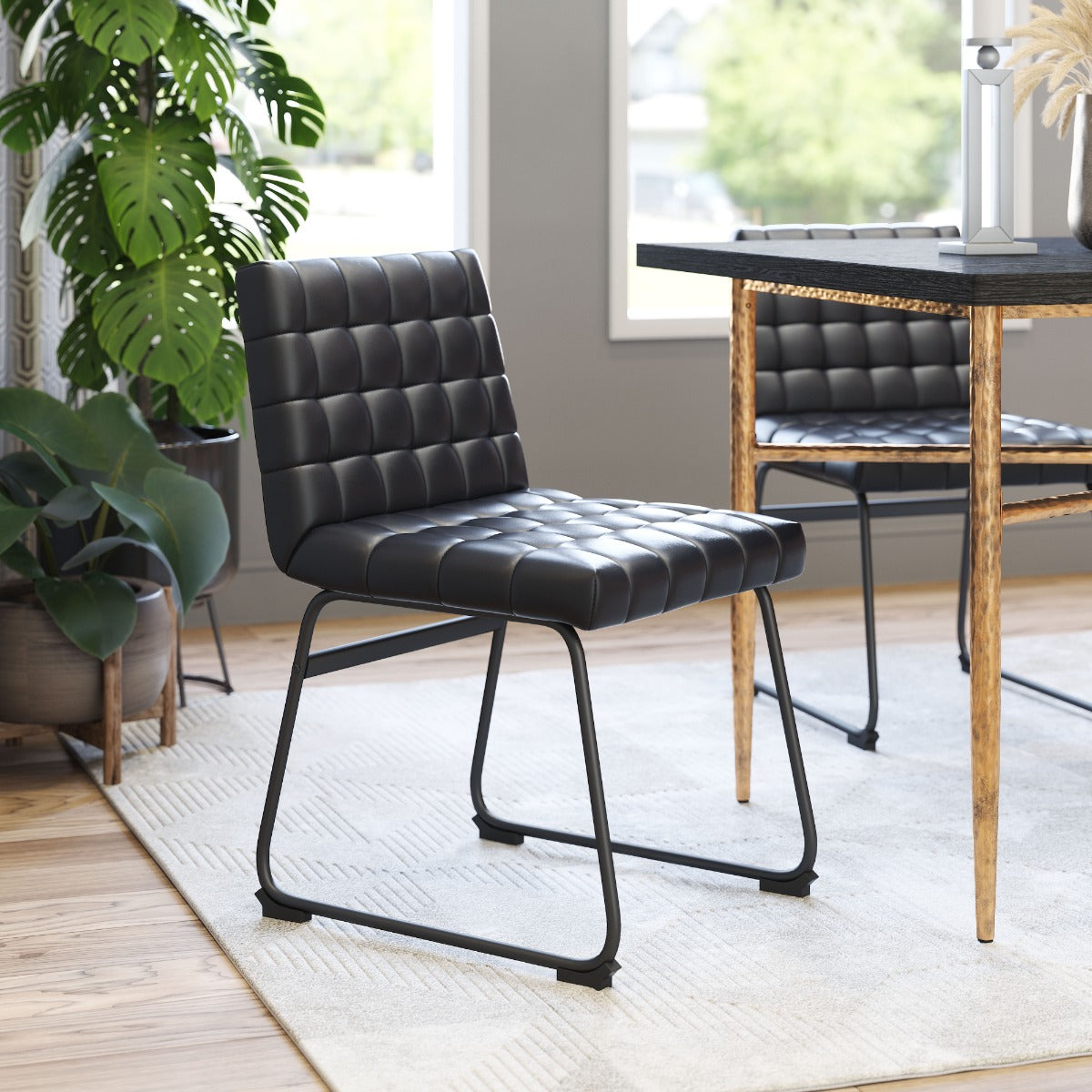 Pago Dining Chair Set of 2 - Black Stylish and Modern Upholstered Chairs for Elegant Dining Rooms