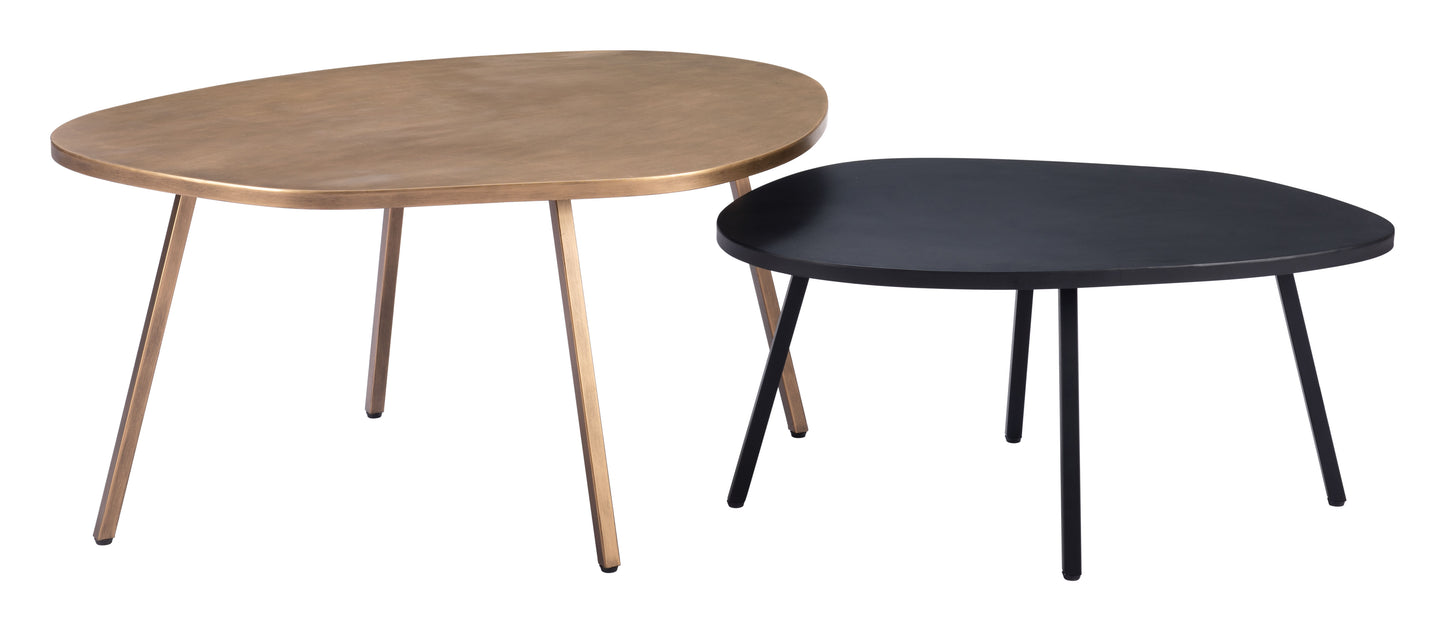 Castelo Coffee Table Set (2-Piece) - Brass & Black Stylish and Sophisticated Coffee Tables for Modern Living Rooms