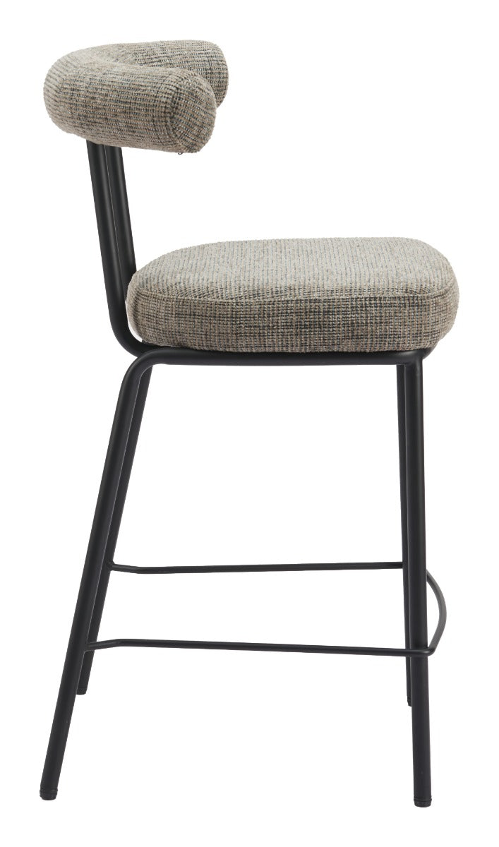 Kede Counter Stool - Green Tweed Stylish Upholstered Stool for Modern Kitchens and Dining Spaces