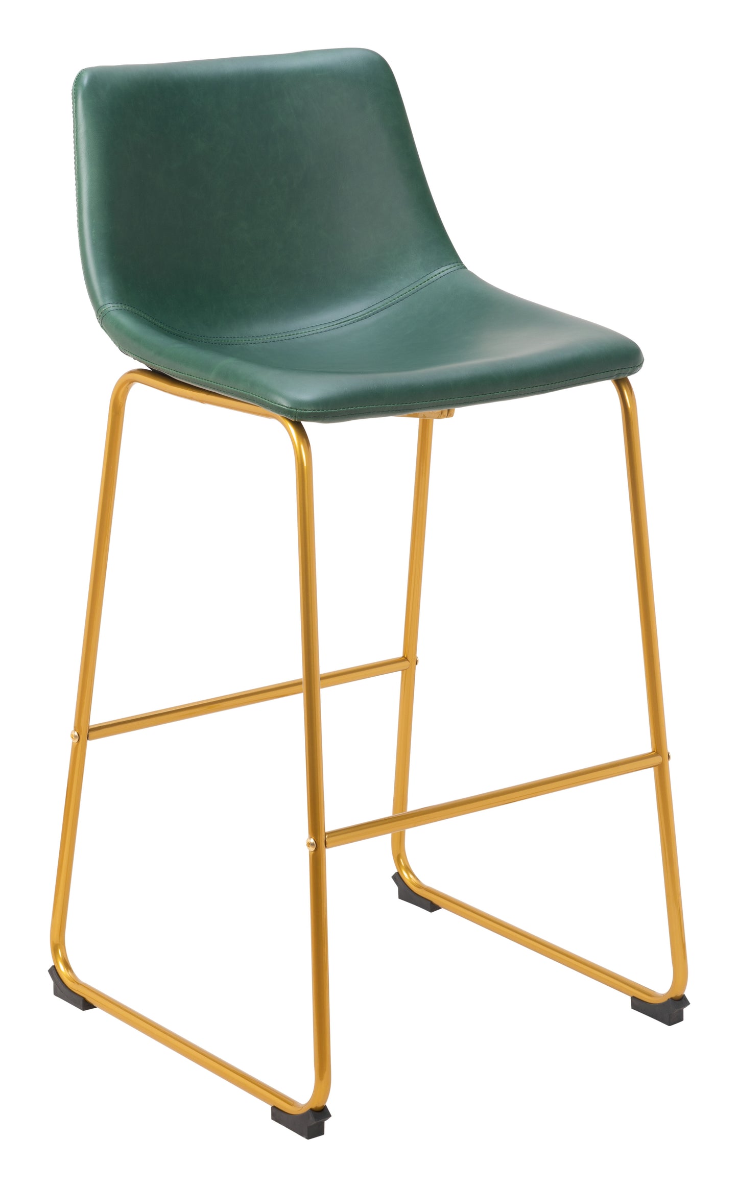 Augusta Barstool Set of 2 - Green & Gold Stylish and Modern Upholstered Barstools for Contemporary Kitchens and Bars
