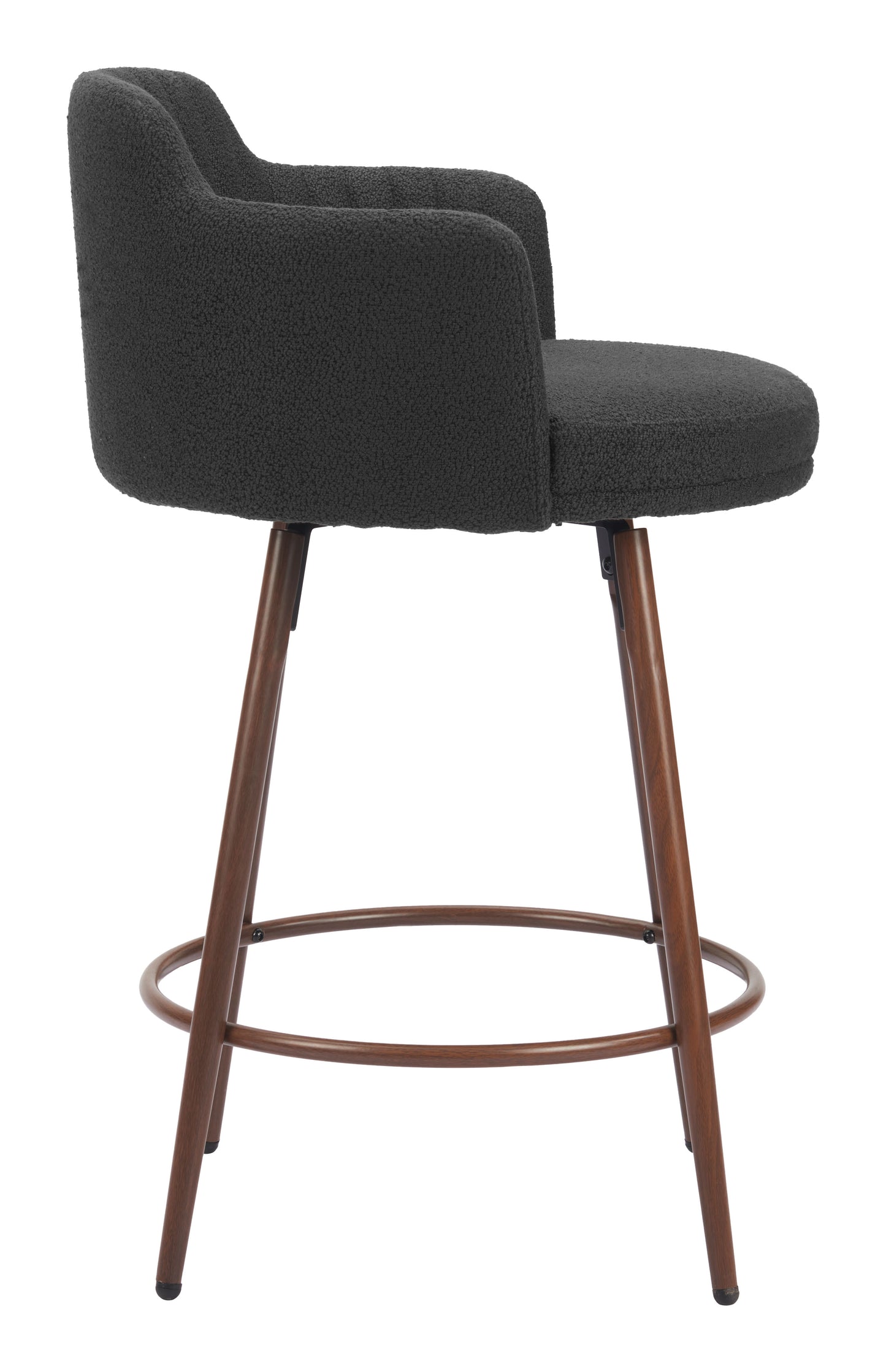 Kono Swivel Counter Stool (Set of 2) Black & Walnut - Stylish & Functional Counter Stools with a Chic Black Upholstery and Walnut Wood Accents for a Modern Look