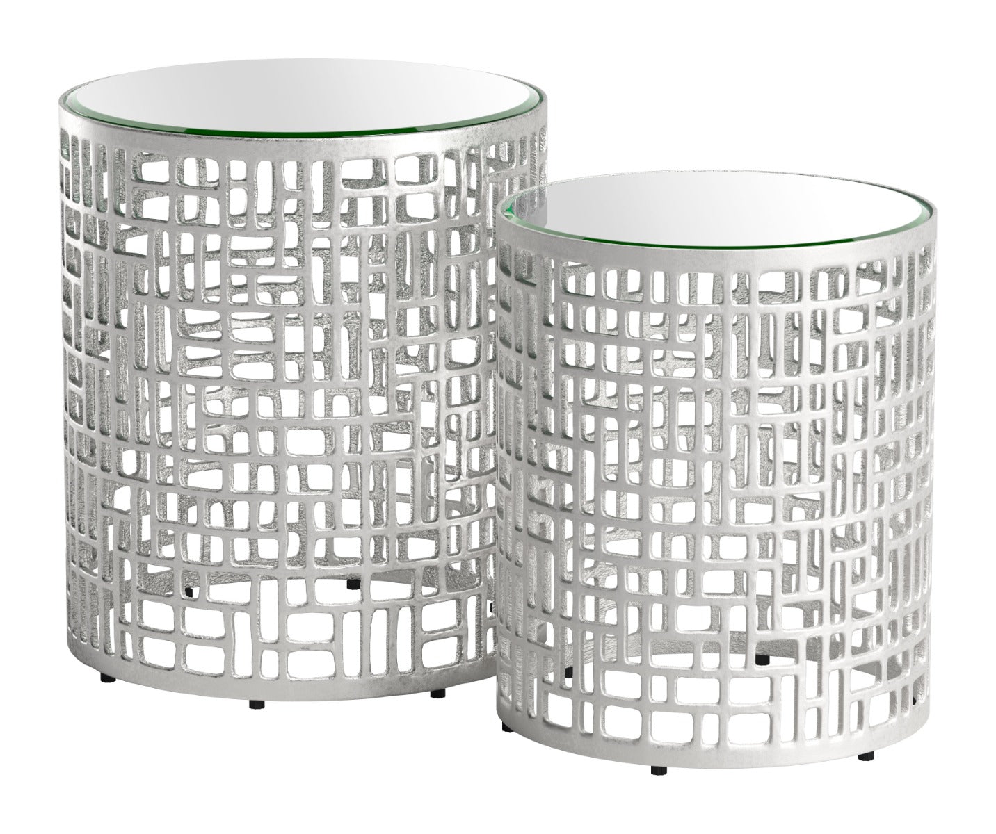 Reden Side Table Set (2-Piece) Silver β Elegant and Modern Silver Accent Tables for Living Room or Bedroom Decor