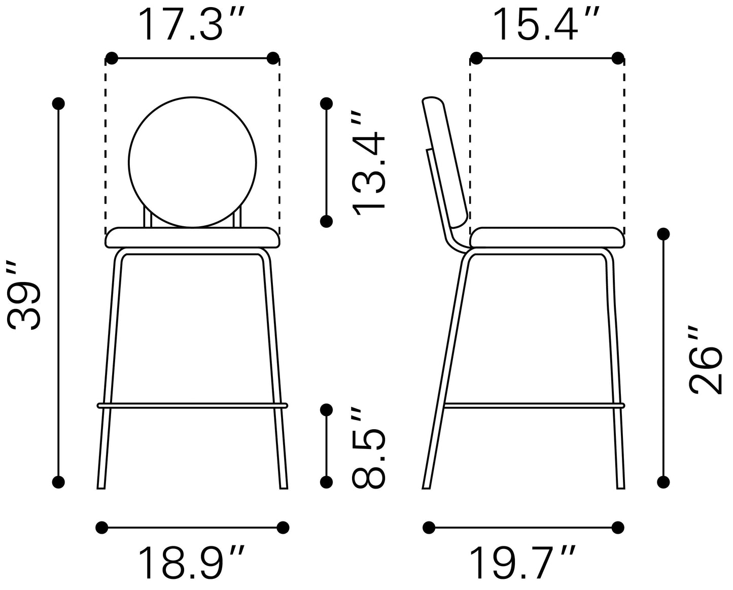 Odessa Counter Stool Set of 2 - Stylish Green & Gold Design for Modern Spaces