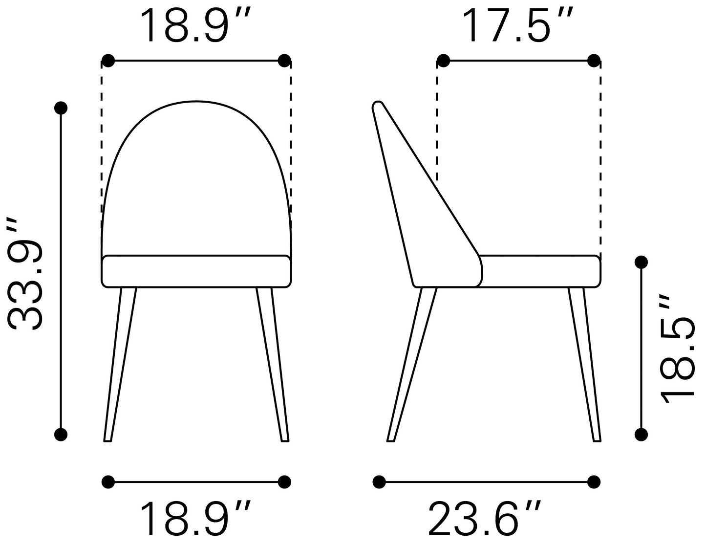 Silloth Armless Dining Chair Set of 2 - Brown Modern Chairs for Cozy Dining Spaces