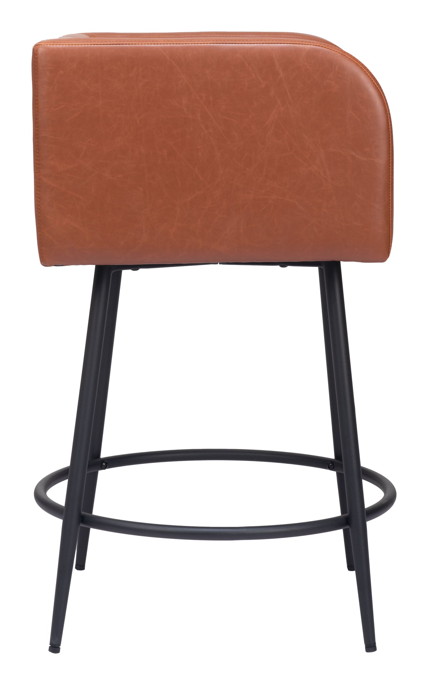 Horbat Counter Stool Set of 2 - Brown Modern and Comfortable Upholstered Stools for Contemporary Kitchens and Dining Areas