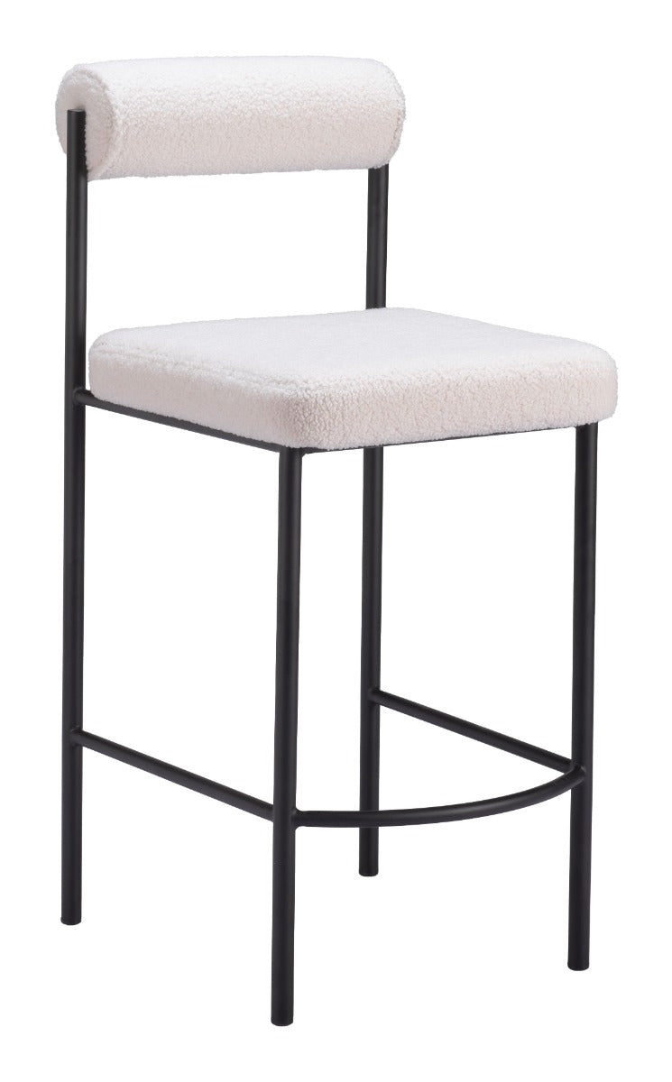 Livorno Counter Stool Set of 2 - Ivory Elegant and Comfortable Counter Stools for Contemporary Kitchens and Dining Spaces