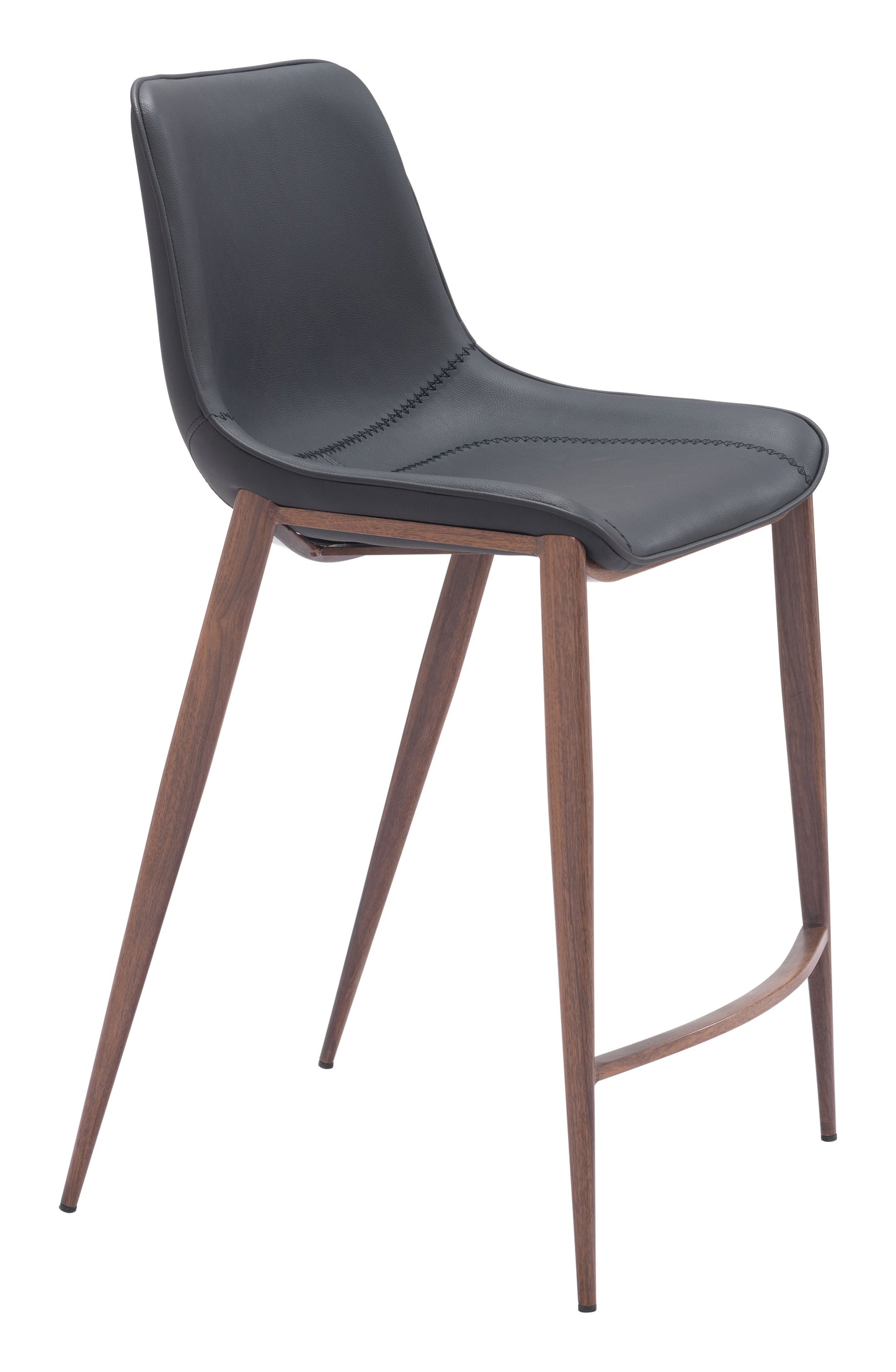 Magnus Counter Stool Set of 2 - Black & Walnut Modern and Stylish Counter Stools for Contemporary Kitchens and Dining Areas