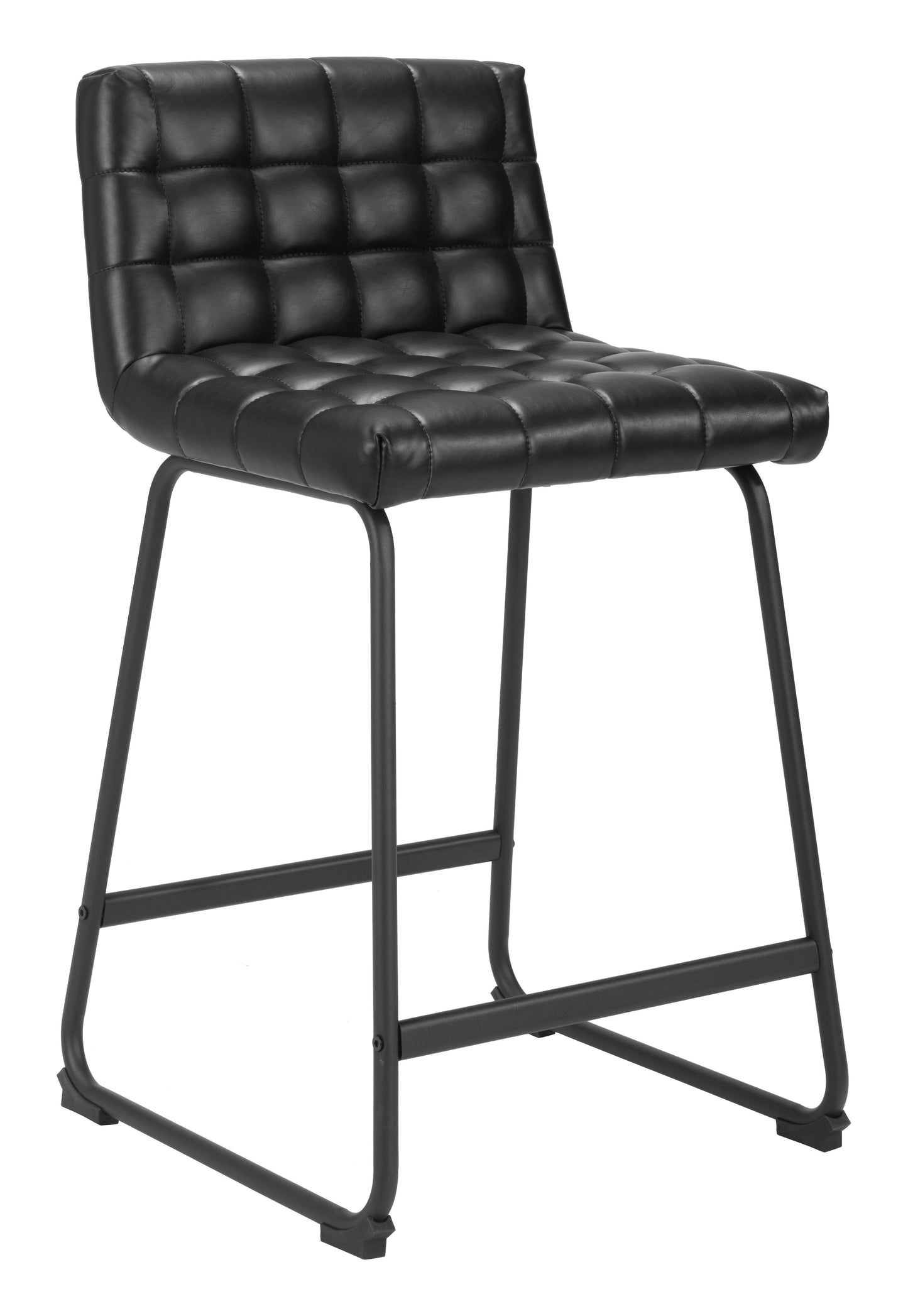 Pago Counter Stool Set of 2 - Black Modern and Stylish Upholstered Stools for Contemporary Kitchens and Dining Spaces