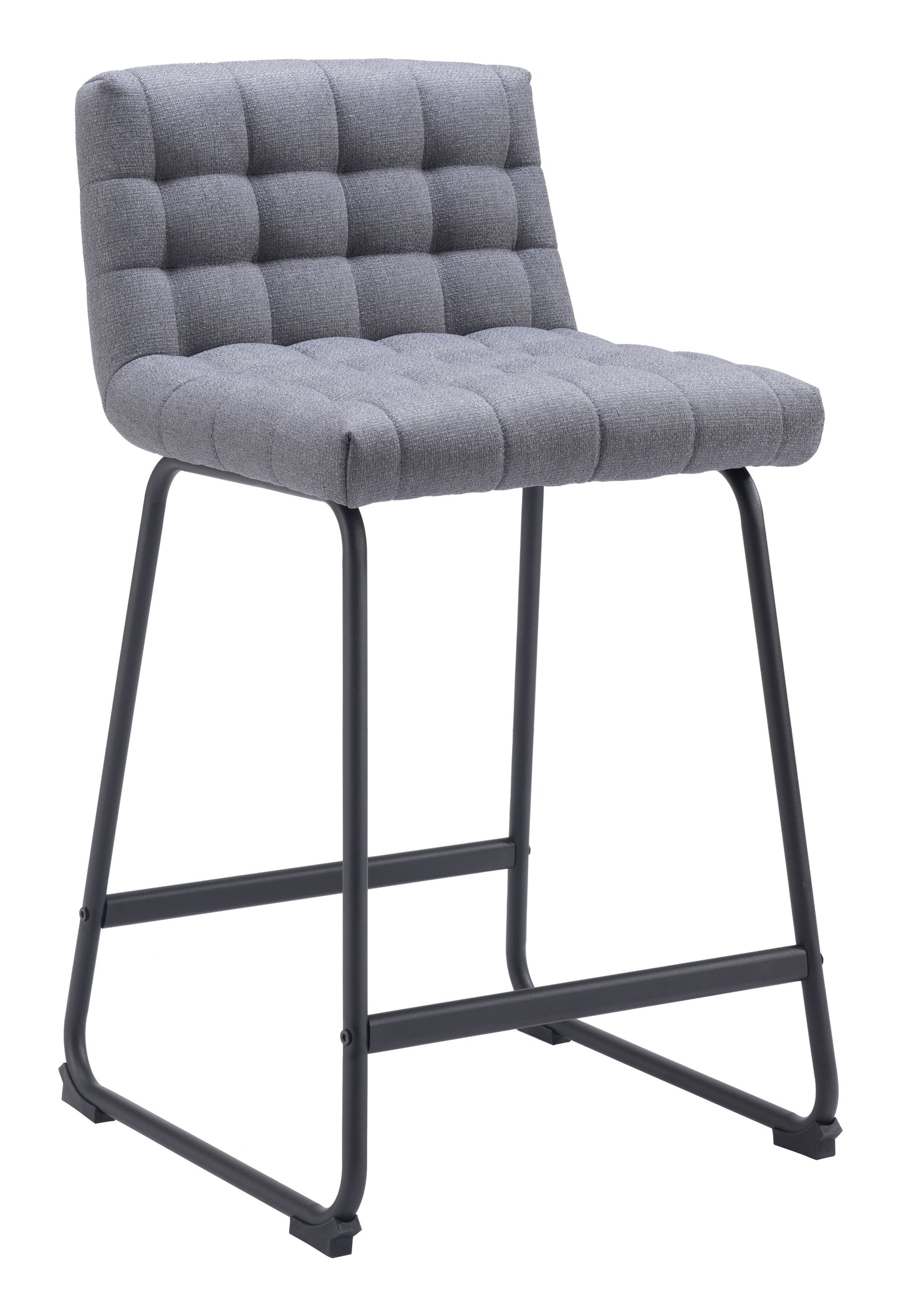 Pago Counter Stool Set of 2 - Gray Modern and Stylish Upholstered Stools for Contemporary Kitchens and Dining Spaces