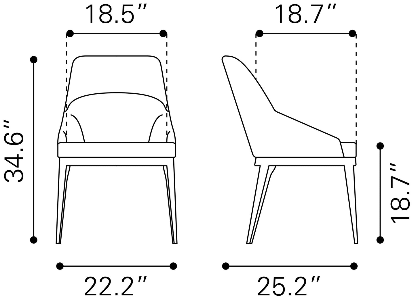 Ayr Dining Chair Set of 2 - Slate Gray Modern Dining Chairs for Stylish Home Decor