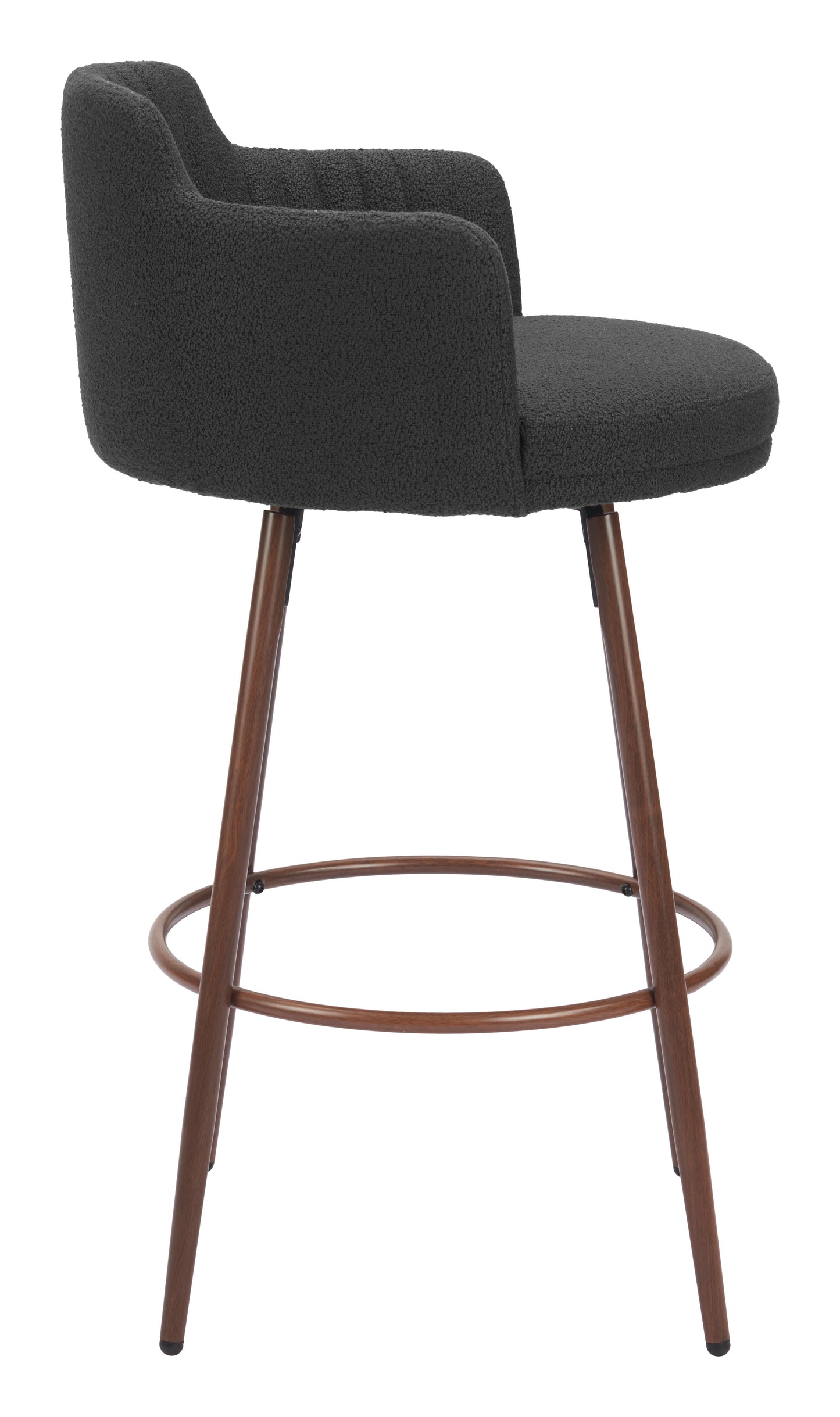 Kono Swivel Barstool (Set of 2) Black & Walnut - Sleek & Comfortable Barstools with Black Upholstery and Walnut Wood Details for a Contemporary, Stylish Touch