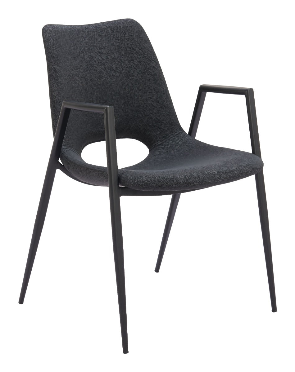 Desi Dining Chairs Set of 2 – Modern Black Wood Finish Stylish Kitchen & Dining Seating