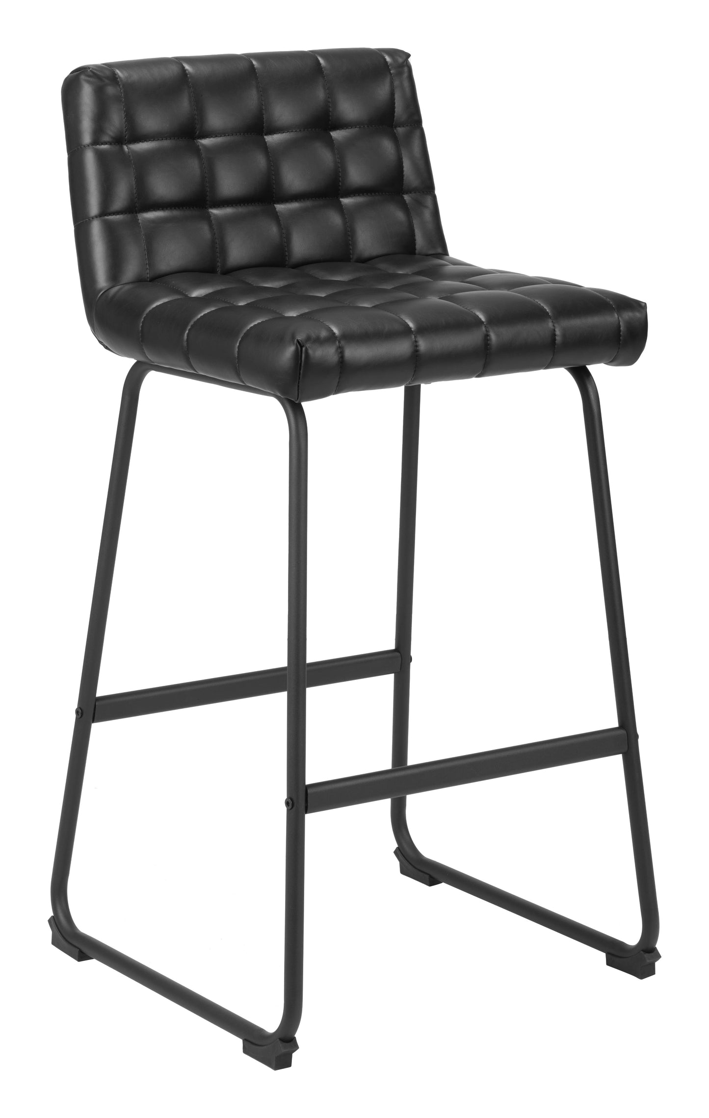 Pago Barstool Set of 2 - Black Sleek and Modern Upholstered Barstools for Contemporary Kitchens and Bars