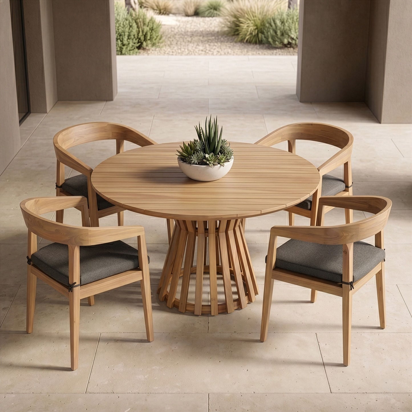 Sintra Outdoor Eucalyptus Round Dining Table