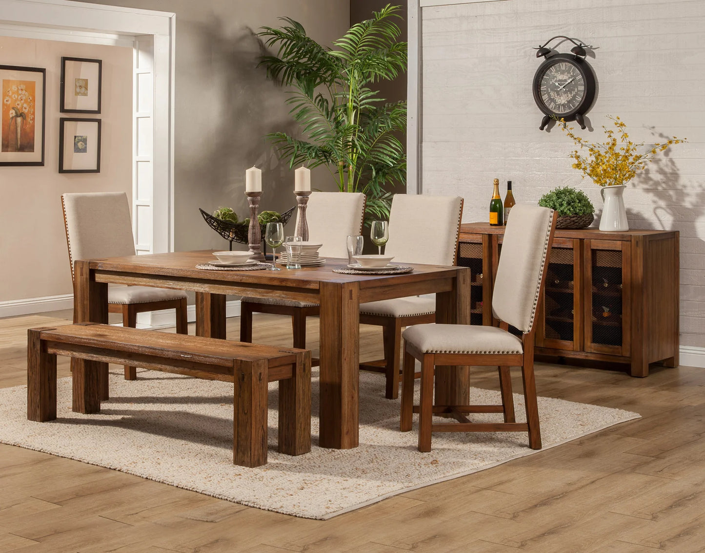 Shasta Rustic Multifunctional Sideboard & Console – Crafted from Salvaged Mahogany, Featuring Wine Storage and Timeless Rustic Style for Any Home