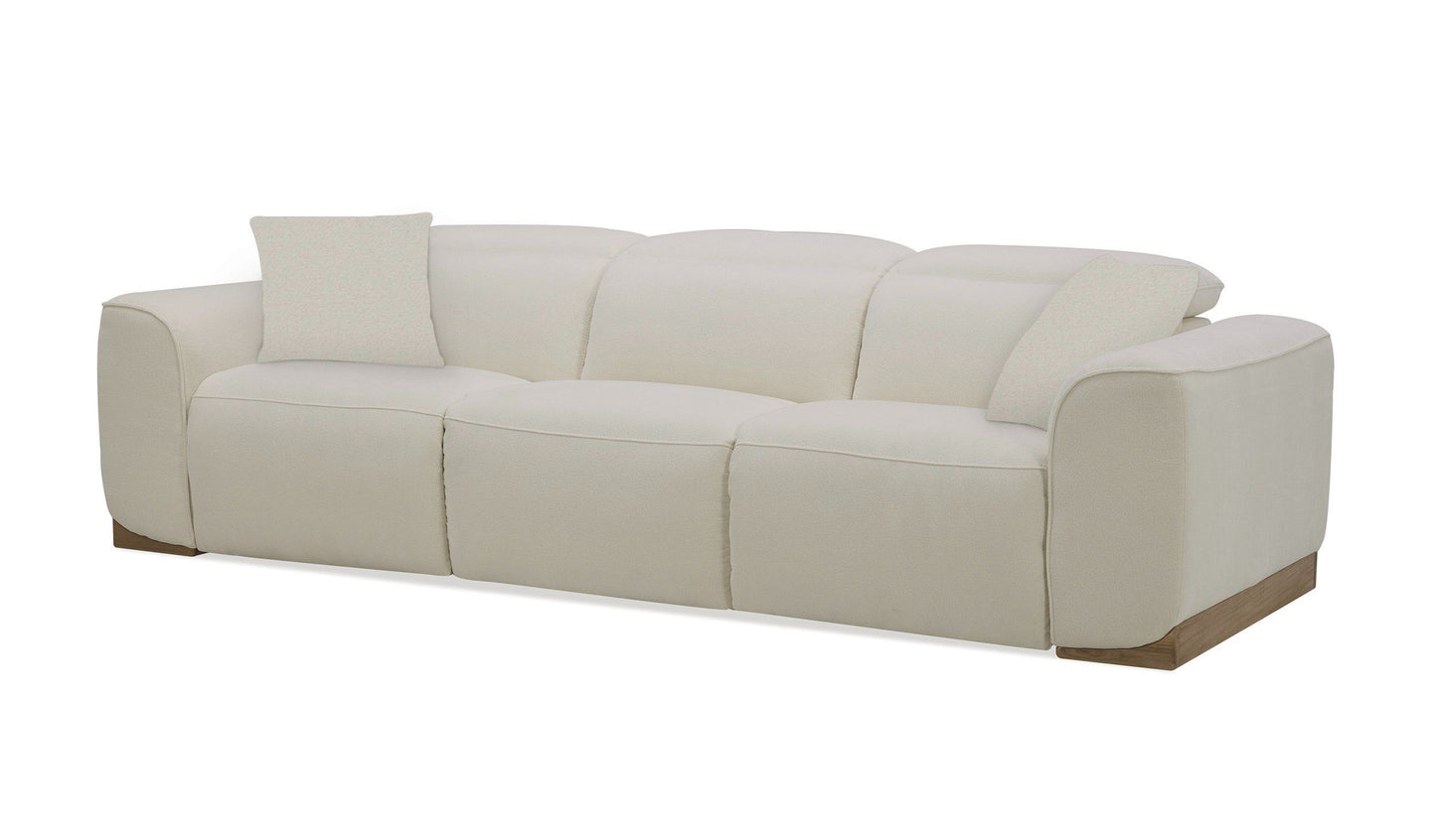 Divani Casa Hagerty Modern Off-White Fabric Sofa with 2 Power Recliners β Stylish and Comfortable Seating for Contemporary Living Rooms
