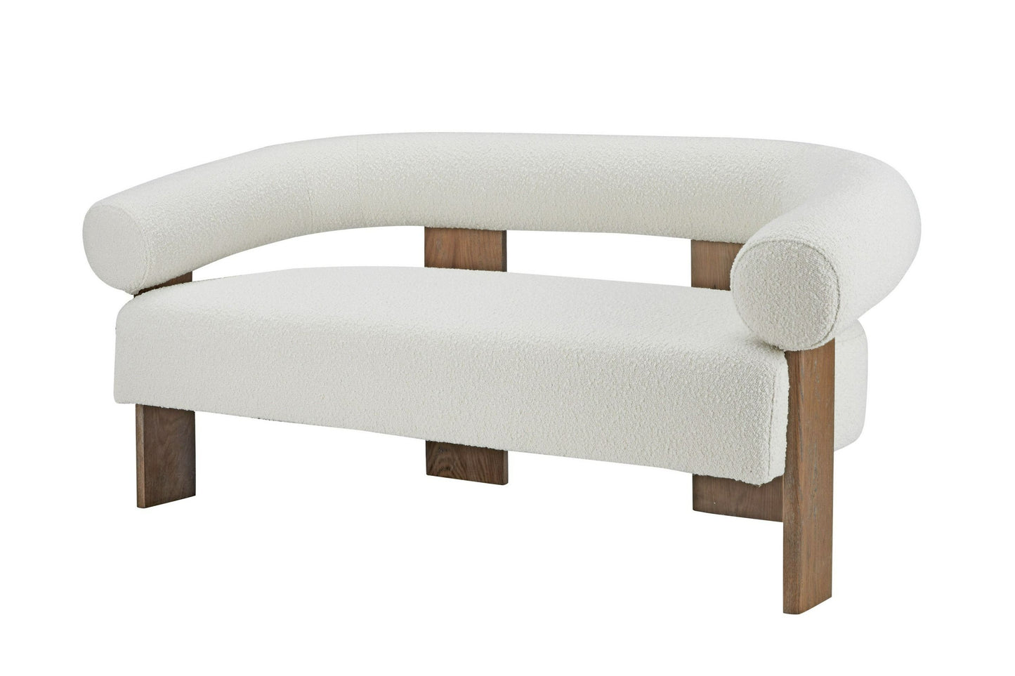 Modrest Aledo Modern Off-White Fabric and Oak Loveseat β A Stylish and Comfortable Addition to Any Living Space