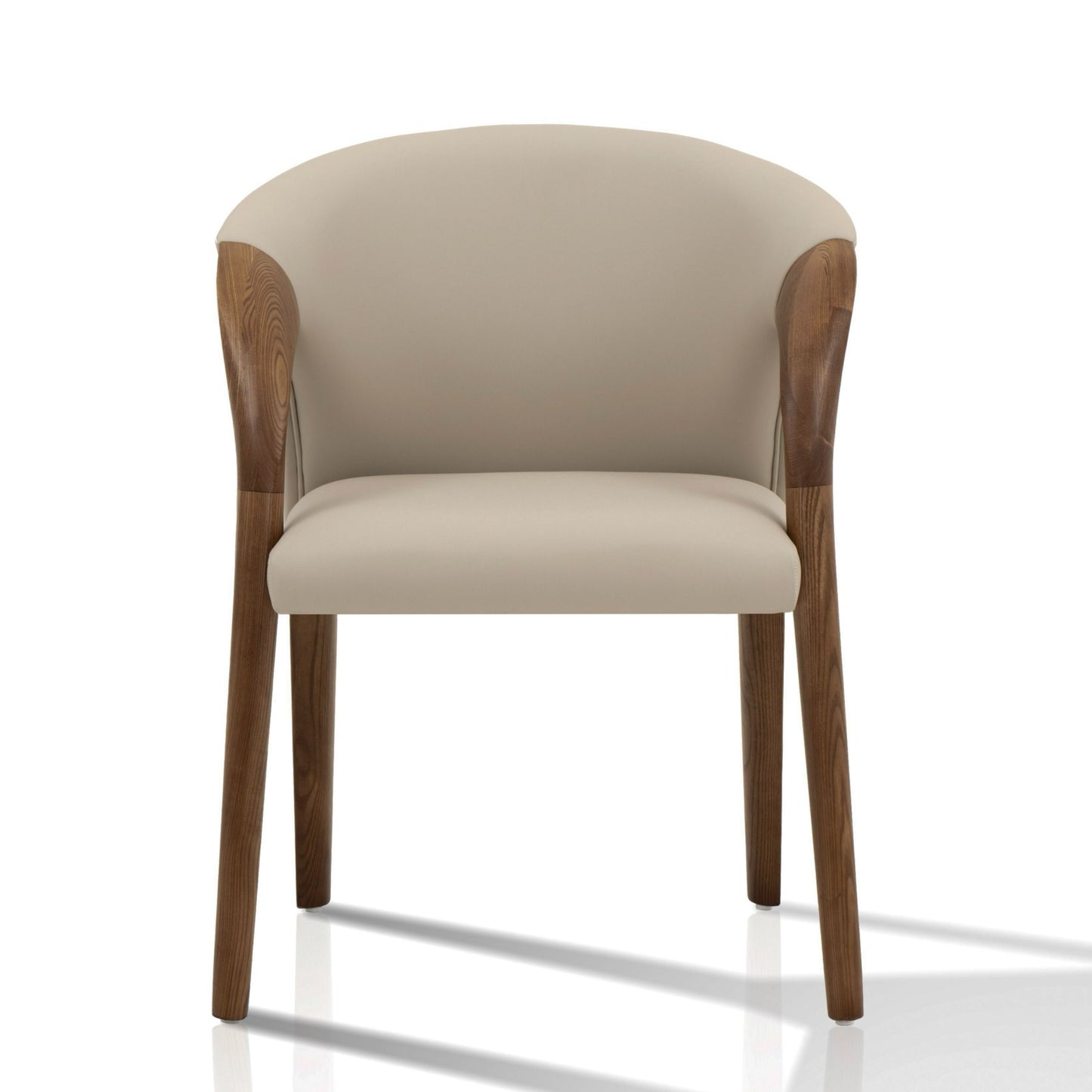 Modrest Wynetta Mid-Century Modern Grey Vegan Leather Dining Chair with Walnut Legs for Stylish Dining Spaces