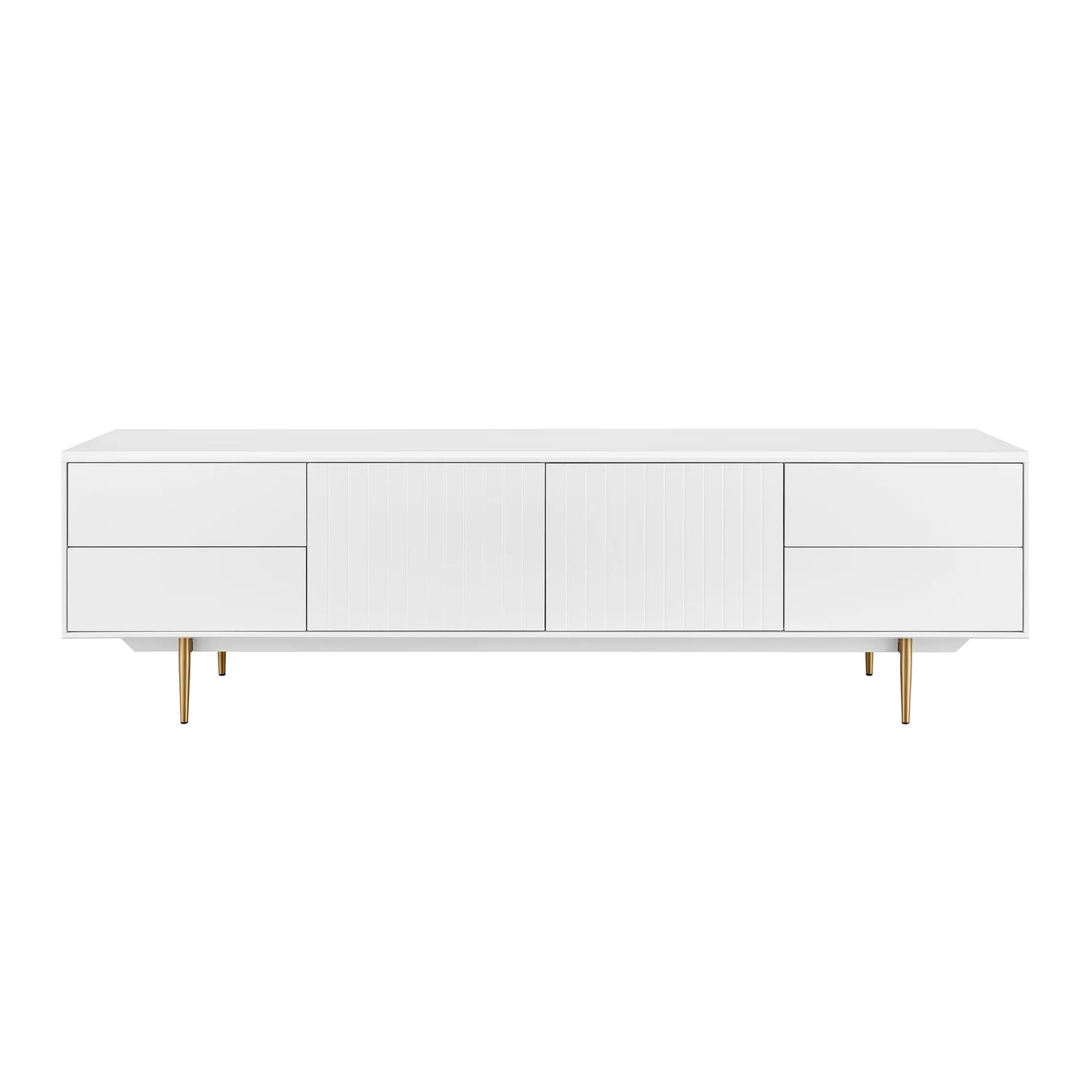 Norna 79" Matte White Media Stand | Modern TV Console & Entertainment Center