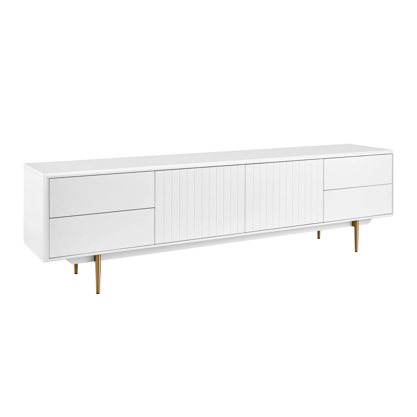 Norna 79" Matte White Media Stand | Modern TV Console & Entertainment Center
