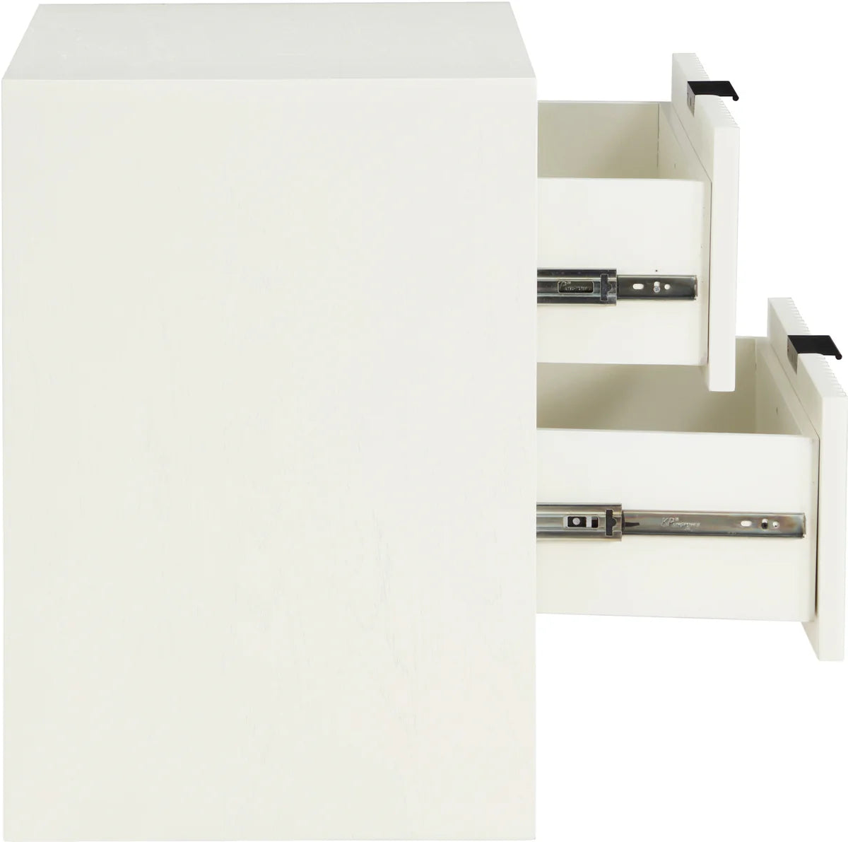Fairfax Cream Nightstand – Exquisite Art Deco Design with Fluted Drawers and Matte Metal Handles for Elegant Bedroom Décor